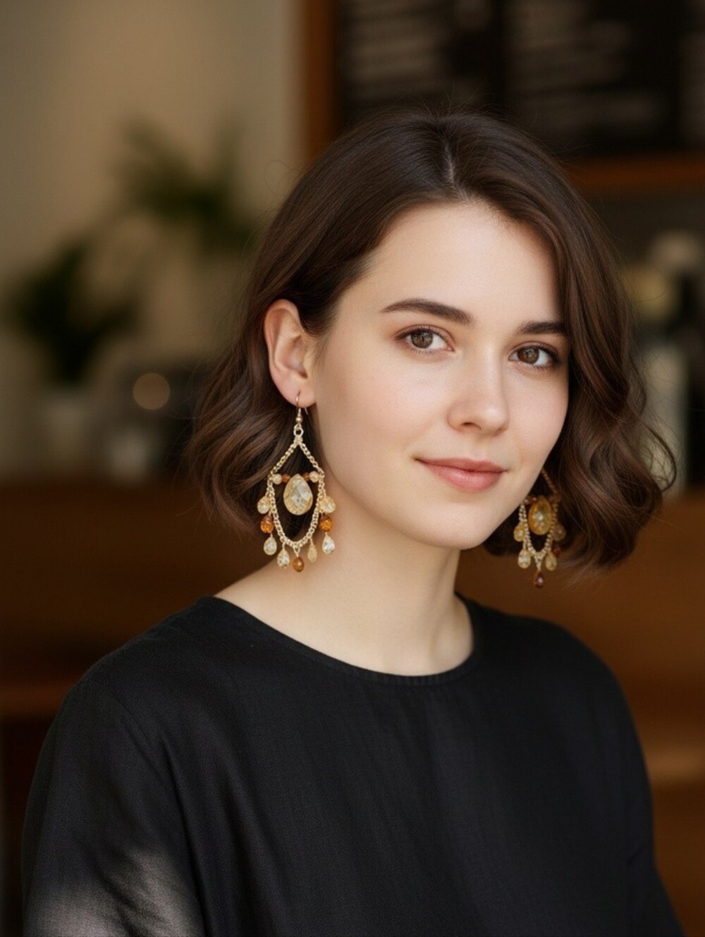 Gold-tone Teardrop Dangle Earrings - NIB